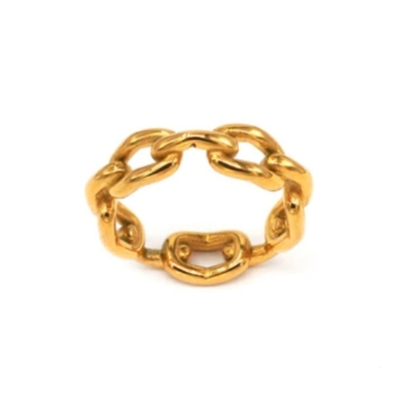 Jewelry - 14k Gold Plated Modern Chain Ring